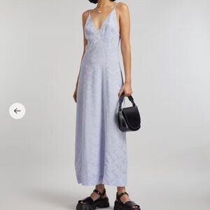 Ganni Maxi Jacquard slip dress Lilac- 36